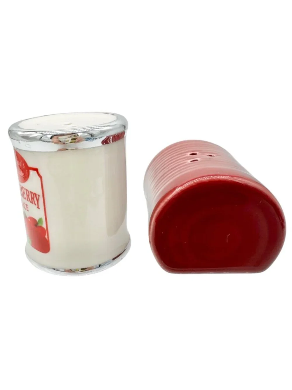 Americas Favorite Cranberry Sauce Ceramic Salt and Pepper Shakers Set Red White